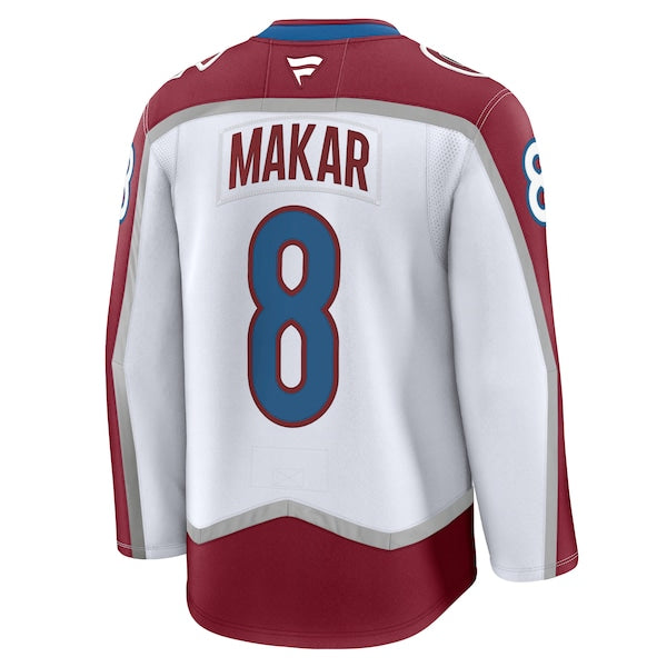 Cale Makar Colorado Avalanche Away Premium Jersey - White/Burgundy/Navy - Image 4