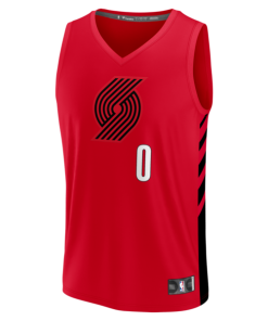Alternative view of Damian Lillard Portland Trail Blazers  Fast Break Replica Jersey - Red - Statement Edition
