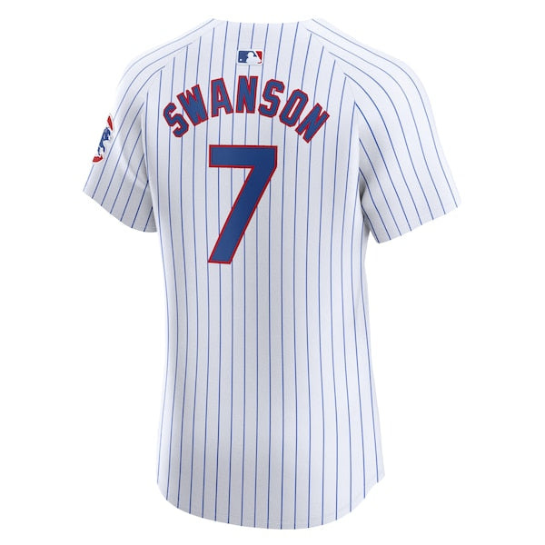 Dansby Swanson Chicago Cubs Nike Home Elite Player Jersey - White - Image 4