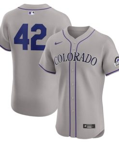 Colorado Rockies Nike Road 2024 Jackie Robinson Day Elite Jersey - Gray