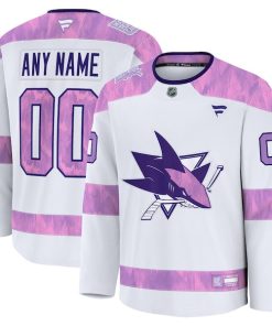 San Jose Sharks  2024 Hockey Fights Cancer Custom Practice Jersey - White