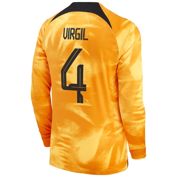 Virgil Van Dijk Netherlands National Team Nike 2022/23 Home Breathe Stadium Replica Player Long Sleeve Jersey - Orange - Image 3