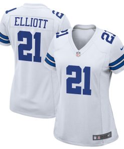 Alternative view of Ezekiel Elliott Dallas Cowboys Nike Women's Team Game Jersey - White/Navy