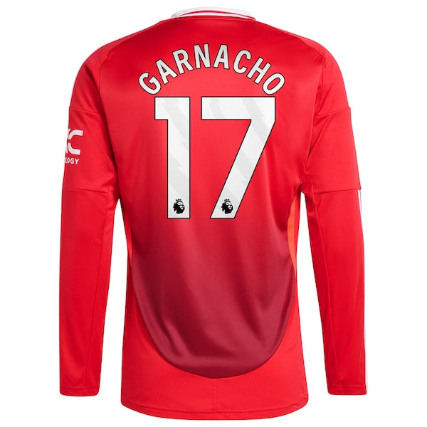 Alejandro Garnacho Manchester United 2024/25 Home Long Sleeve Replica Player Jersey - Red - Image 4