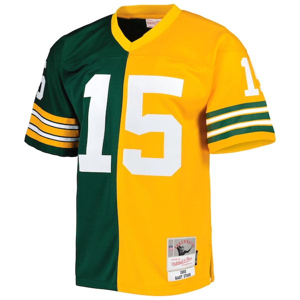 Bart Starr Green Bay Packers 1969 Split Legacy Replica Jersey - Green/Gold - Image 3