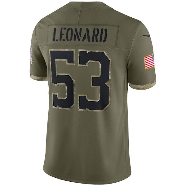 Shaquille Leonard Indianapolis Colts Nike 2022 Salute To Service Limited Jersey - Olive - Image 3