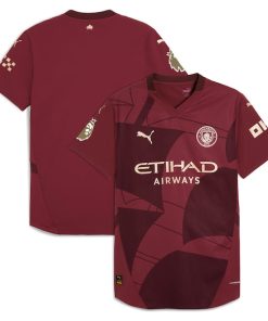Manchester City Puma 2024/25 Third Authentic Replica Blank Patch Jersey - Burgundy