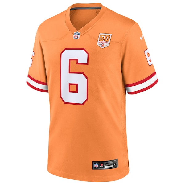 Baker Mayfield Tampa Bay Buccaneers Nike 50th Season Game Jersey - Creamsicle/Red - Image 3