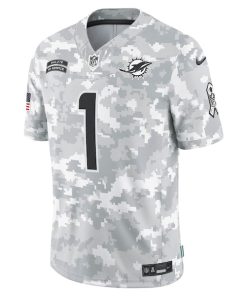 Alternative view of Tua Tagovailoa Miami Dolphins Nike 2024 Salute to Service Limited Jersey - Arctic Camo