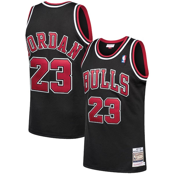 Michael Jordan Chicago Bulls 1997/98 Hardwood Classics Authentic Jersey - Black/Scarlet/White - Image 2