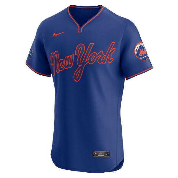 New York Mets Nike Alternate Sponsor Patch Elite Jersey - Royal - Image 2