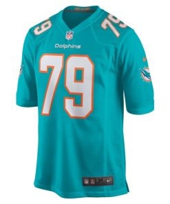 Alternative view of Eric Fisher Miami Dolphins Nike Home Game Player Jersey - Aqua