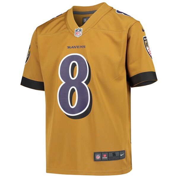 Lamar Jackson Baltimore Ravens Nike Youth Inverted Game Jersey - Gold - Image 2