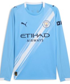 Alternative view of Erling Haaland Manchester City Puma 2025/26 Home Replica Long Sleeve Player Jersey - Sky Blue