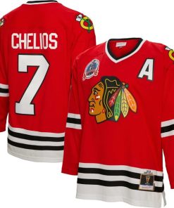 Chris Chelios Chicago Blackhawks Alternate Captain Patch 1991/92 Blue Line Player Jersey - Red