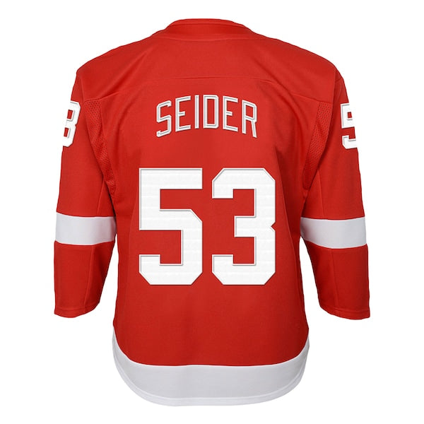 Moritz Seider Detroit Red Wings Youth 2022/23 Premier Player Jersey - Red - Image 3