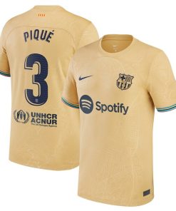 Gerard Pique Barcelona Nike Youth 2022/23 Away Replica Player Jersey - Gold
