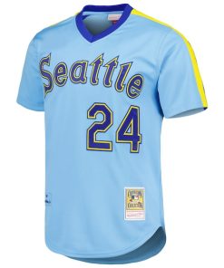 Alternative view of Men's Seattle Mariners Ken Griffey Jr.  Light Blue Cooperstown Collection Authentic Jersey