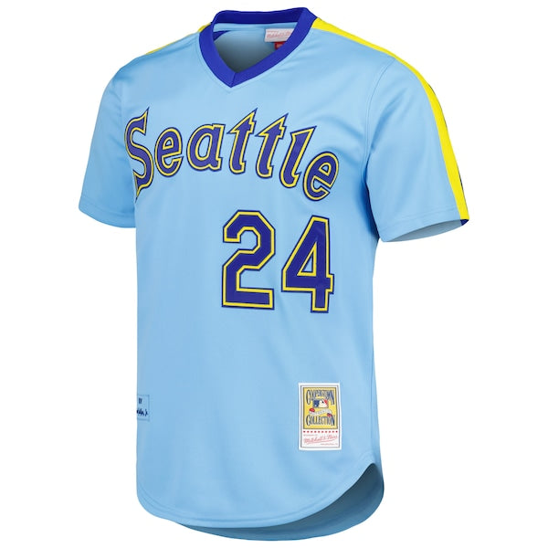 Men's Seattle Mariners Ken Griffey Jr. Light Blue Cooperstown Collection Authentic Jersey - Image 2