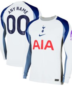 Tottenham Hotspur Nike 2025/26 Home Replica Long Sleeve Custom Jersey - White