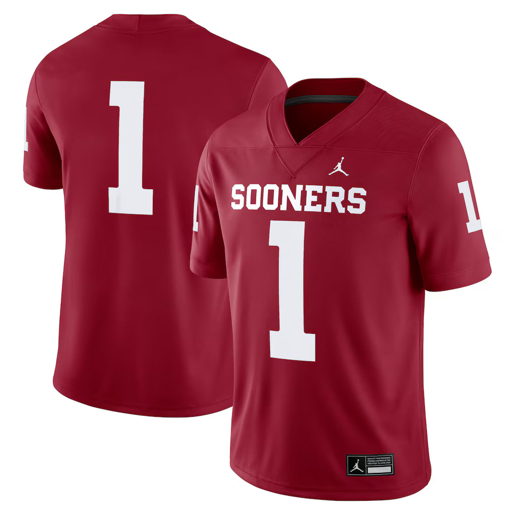 #1 Oklahoma Sooners Jordan Brand Game Jersey - Crimson/White - Image 6