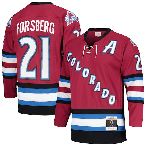 Peter Forsberg Colorado Avalanche 2001/02 Alternate Captain Blue Line Player Jersey - Maroon