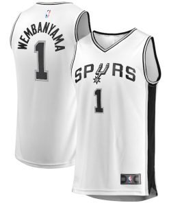 Alternative view of Victor Wembanyama San Antonio Spurs  Youth Fast Break Replica Player Jersey - Association Edition - White/Black