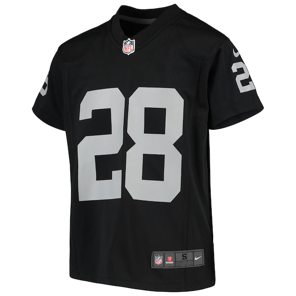 Josh Jacobs Las Vegas Raiders Nike Youth Game Jersey - Black/White - Image 4