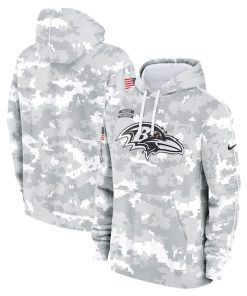 Baltimore Ravens Nike 2024 Salute to Service Club Fleece Pullover Hoodie - Arctic Camo