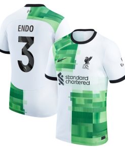 Wataru End¨­ Liverpool Nike 2023/24 Away Stadium Replica Player Jersey?¨C White