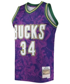 Alternative view of Ray Allen Milwaukee Bucks Hardwood Classics 2000/01 Lunar New Year Swingman Jersey - Purple