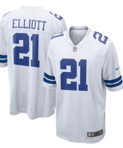 Alternative view of Ezekiel Elliott Dallas Cowboys Nike Team Game Jersey - White/Navy