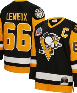 Mario Lemieux Pittsburgh Penguins Captain Patch 1991/92 Blue Line Player Jersey - Black