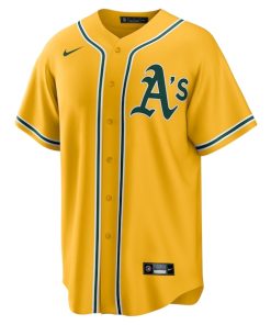 Alternative view of Oakland Athletics Nike Alternate Replica Team Jersey - Gold