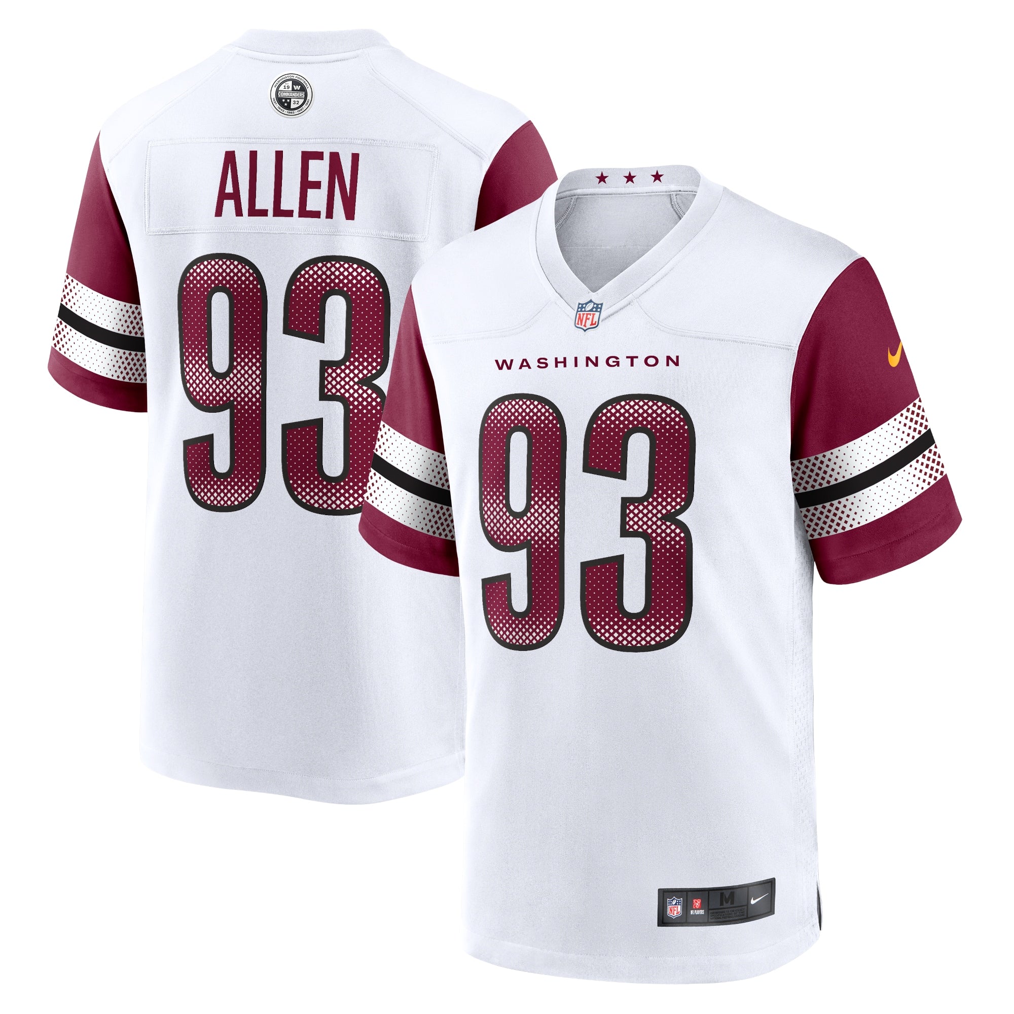 Jonathan Allen Washington Commanders Nike Alternate Game Player Jersey - Black/Burgundy/White - Image 6