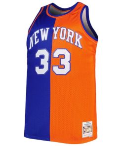 Alternative view of Patrick Ewing New York Knicks Big & Tall Hardwood Classics 1991/92 Split Swingman Jersey - Blue/Orange