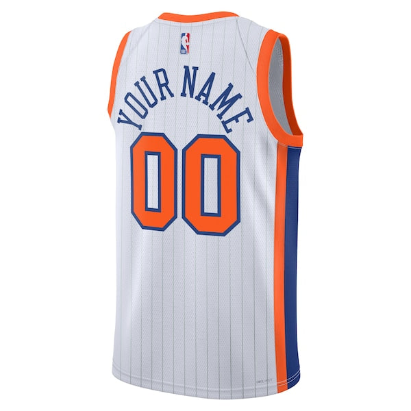 New York Knicks Nike Unisex 2024/25 Custom Swingman Jersey - City Edition - White - Image 3