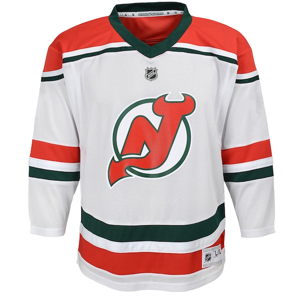 New Jersey Devils Youth 2022/23 Heritage Replica Jersey - White - Image 2