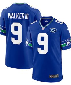 Kenneth Walker III Seattle Seahawks Nike Alternate 50th Season Game Jersey - Royal/College Navy/White