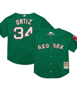 David Ortiz Boston Red Sox Cooperstown Collection Mesh Batting Practice Jersey - Kelly Green