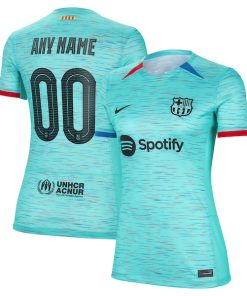 Barcelona Nike Women's 2023/24 Third Custom Replica Jersey - Aqua