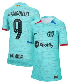 Robert Lewandowski Barcelona Nike Youth 2023/24 Third Replica Jersey - Aqua