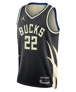 Alternative view of Khris Middleton Milwaukee Bucks Jordan Brand Unisex Swingman Jersey - Statement Edition - Black