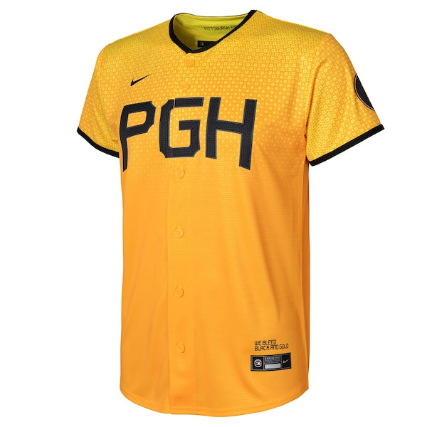 Pittsburgh Pirates Nike Youth 2023 City Connect Replica Jersey - Gold - Image 2