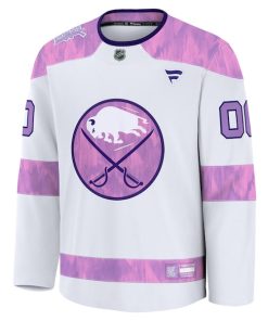 Alternative view of Buffalo Sabres  2024 Hockey Fights Cancer Custom Practice Jersey - White