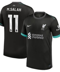 Alternative view of Mohamed Salah Liverpool Nike 2024/25 Away Replica Jersey - Forest Green