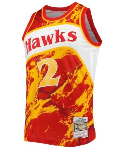 Alternative view of Stacey Augmon Atlanta Hawks 1991/92 Hardwood Classics Marble Swingman Jersey - Red