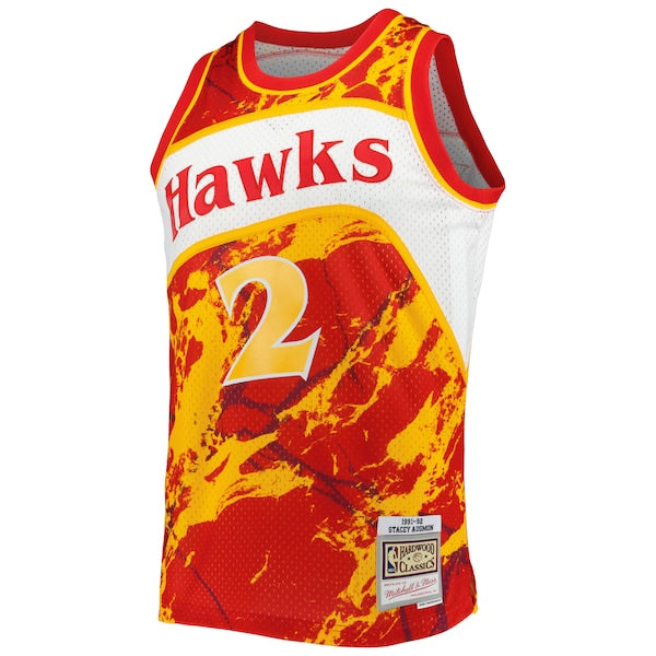 Stacey Augmon Atlanta Hawks 1991/92 Hardwood Classics Marble Swingman Jersey - Red - Image 2