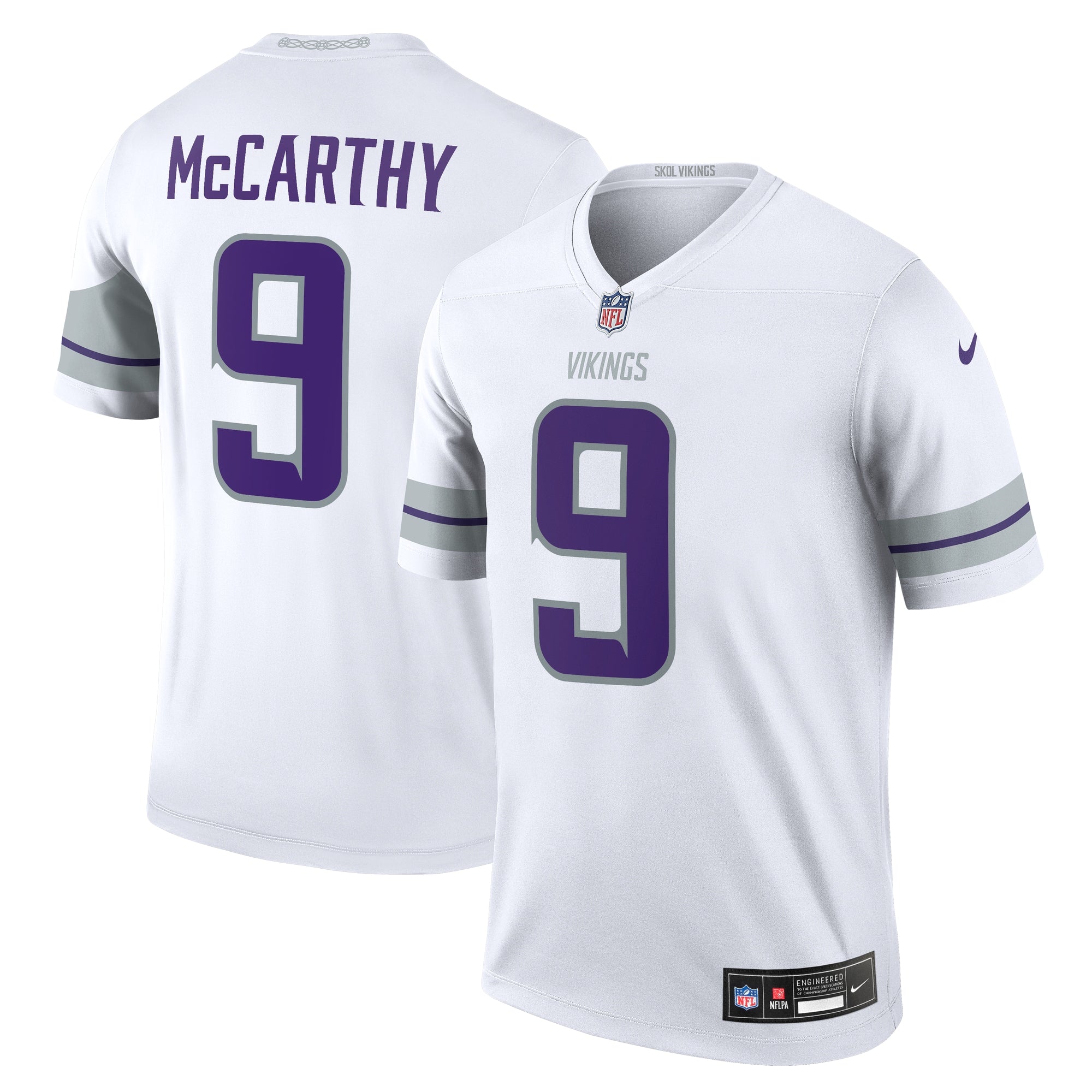 J.J. McCarthy Minnesota Vikings Nike Team Legend Player Performance Jersey - Purple/White - Image 6