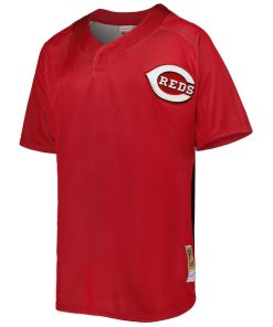 Alternative view of Ken Griffey Jr. Cincinnati Reds Cooperstown Collection Mesh Batting Practice Button-Up Jersey - Red